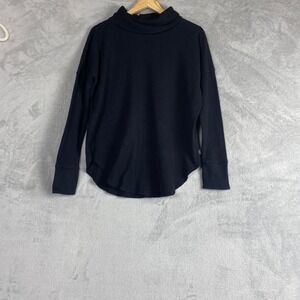 Tna Aritzia Black Waffle Knit Turtleneck Thermal Top Womens Small Comfy Lounge